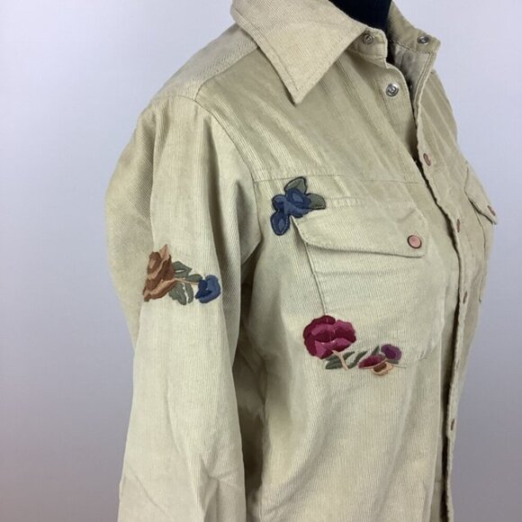 FREE PEOPLE CORDUROY EMBROIDERED HARLEY BUTTON DOWN  WESTERN SHIRT - Picture 4 of 8